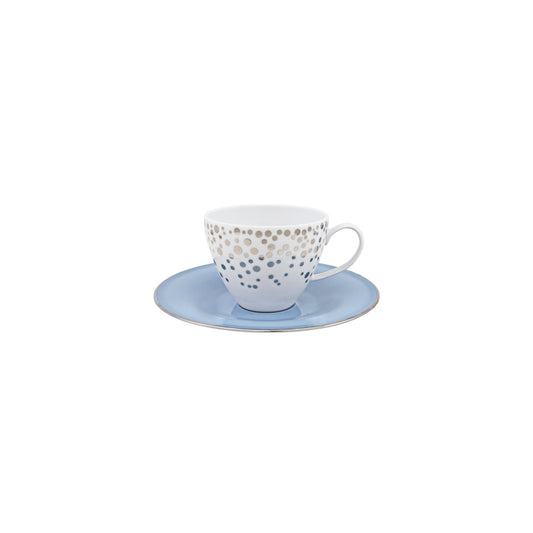 Silver Rain Tea Cup + Saucer (Set of 4)