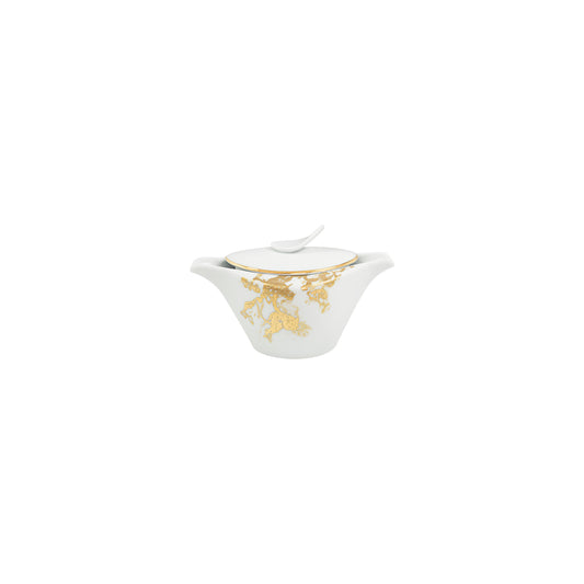 gold porcelain sugar bowl