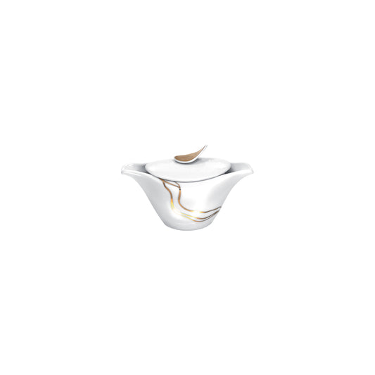 gold porcelain sugar bowl